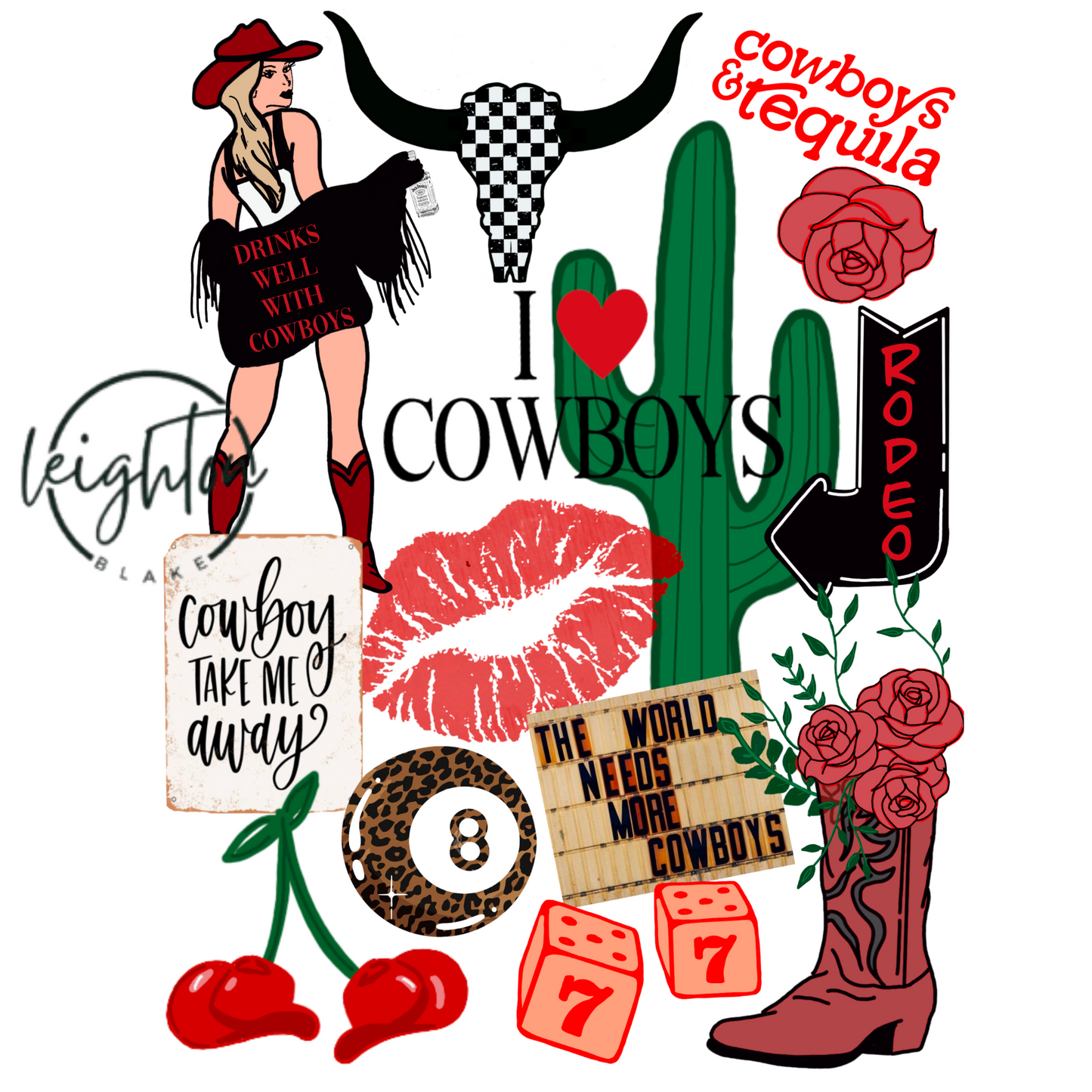 Western Girl Collage PNG