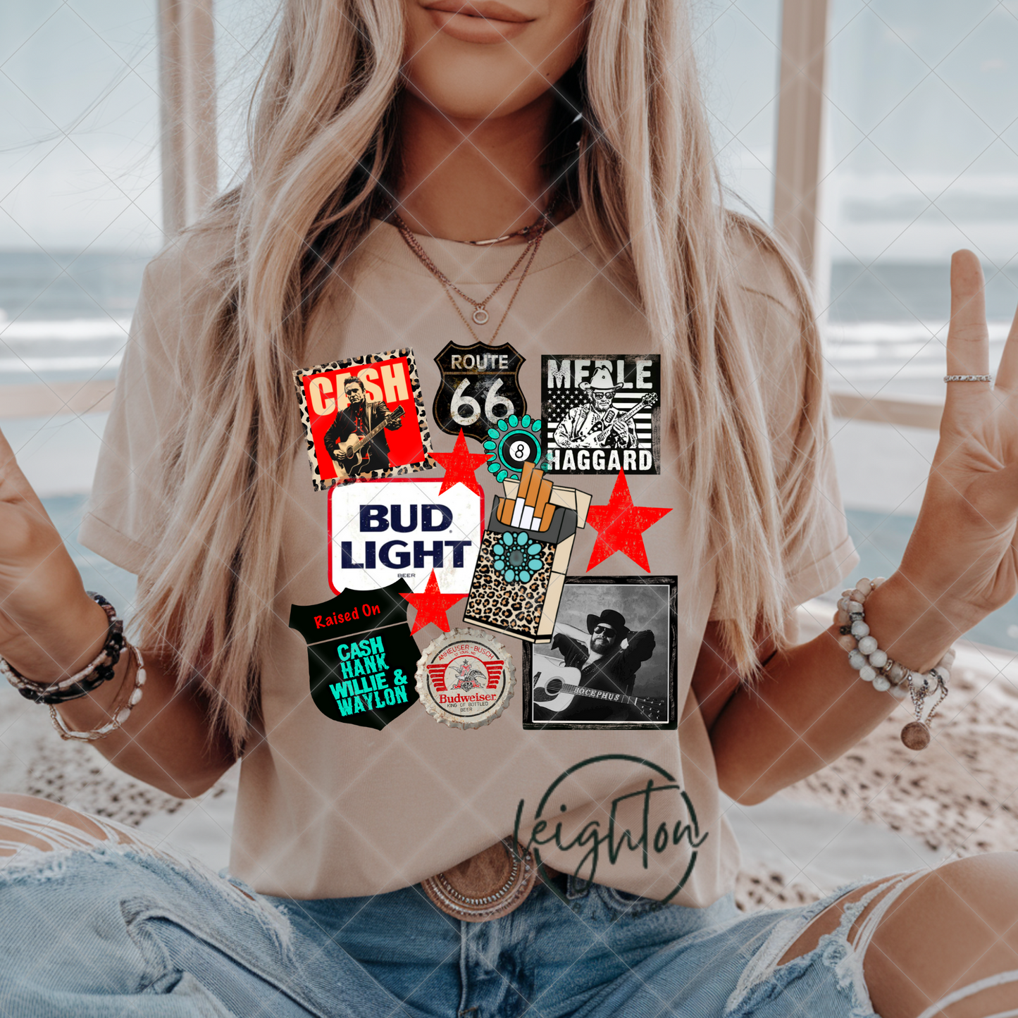 Hank, Willie, Waylon Western Collage Tee