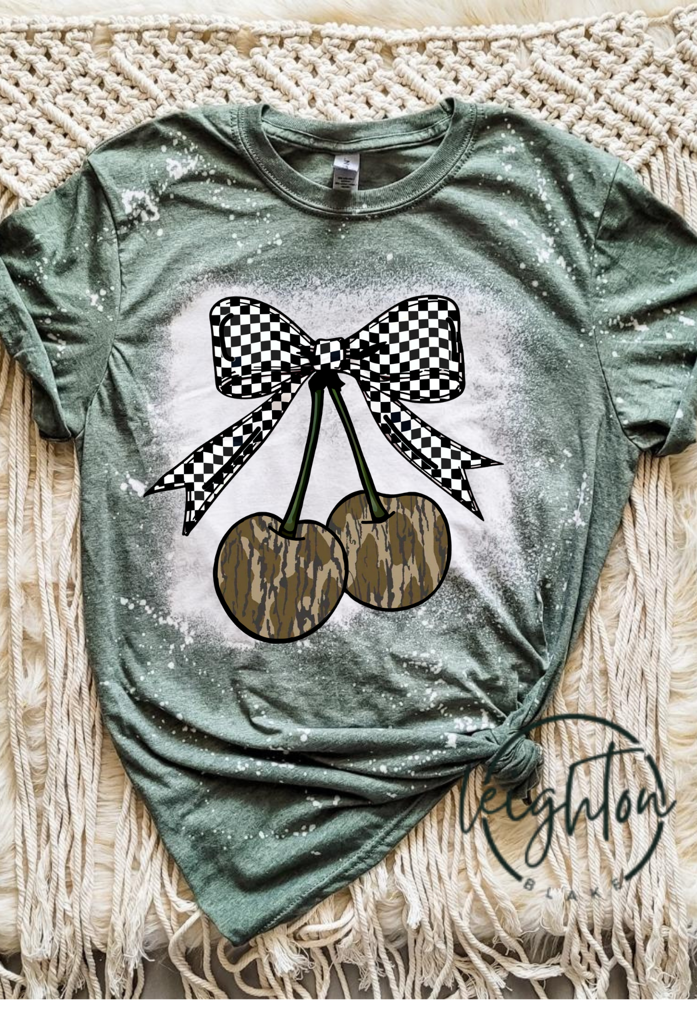 Camo Cherries Bleached Tee