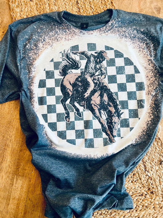 Western Cowboy Bronco BLeached Tee