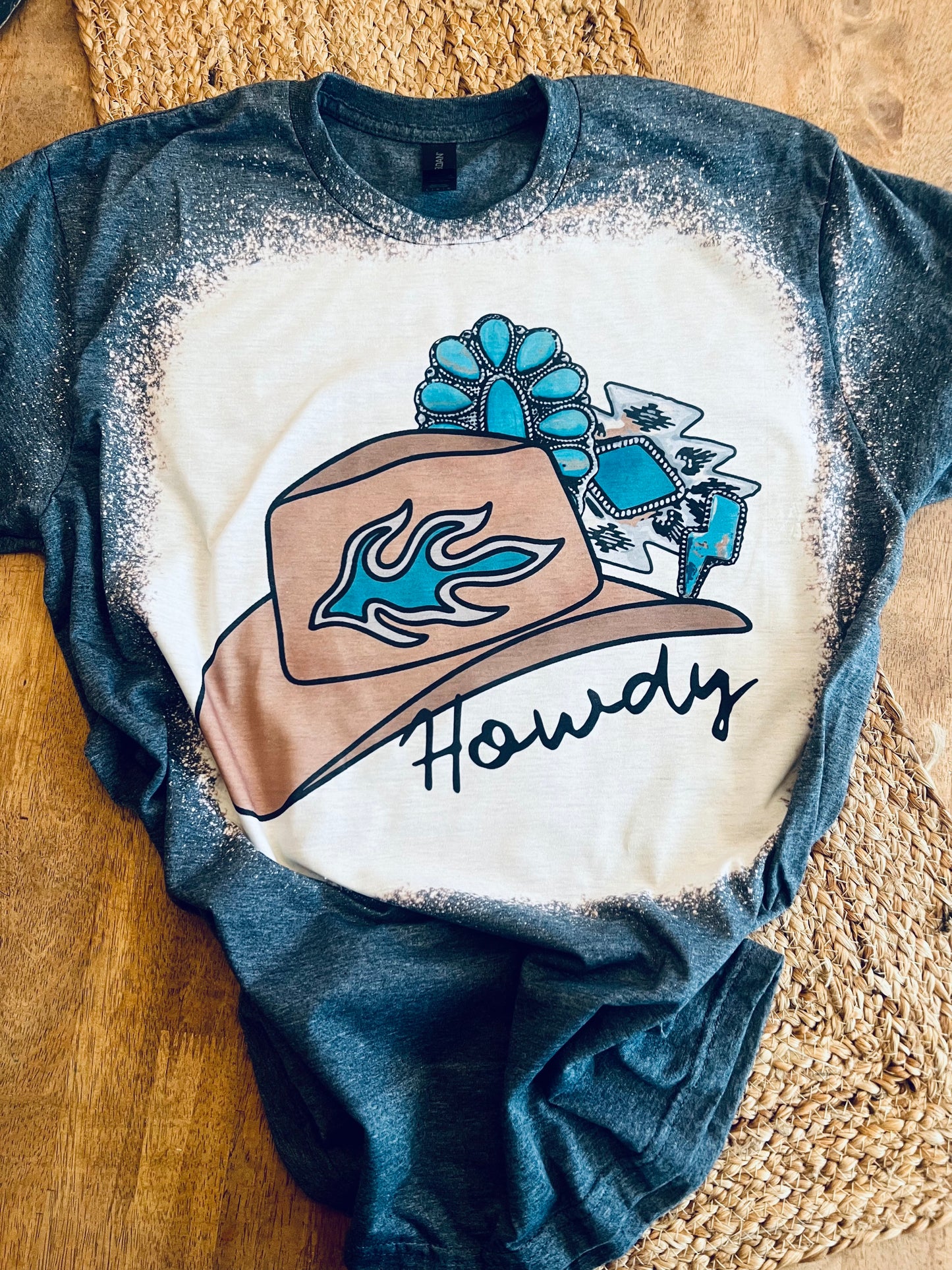 Western Cowboy Hat Bleached Tee