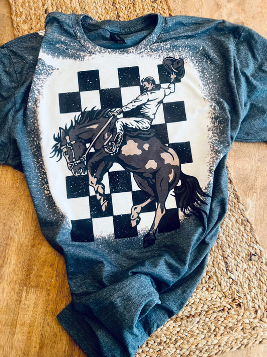 Cowboy Bucking Bronco Bleached Tee