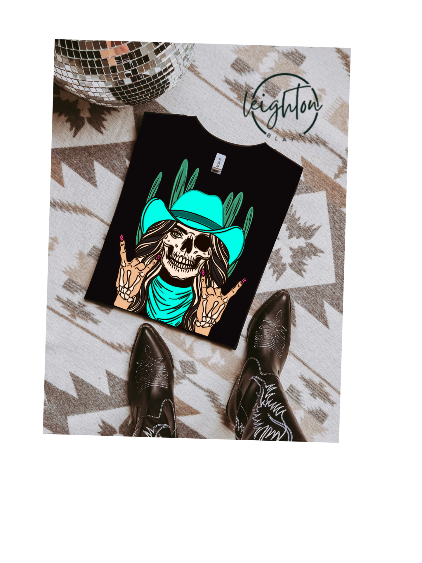 Western Skeleton Cowgirl Tee