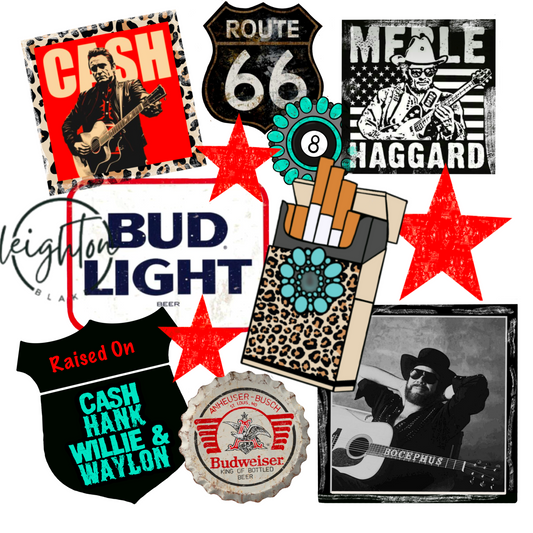 Cash, Hank, Willie & Waylon Western Collage PNG
