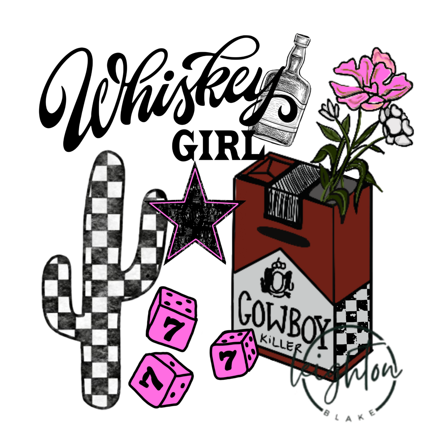 Western Whiskey Girl Collage PNG