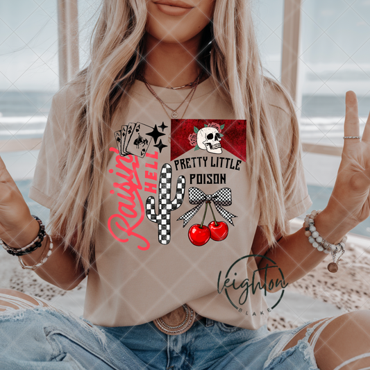 Raisin' Hell Western Collage Tee