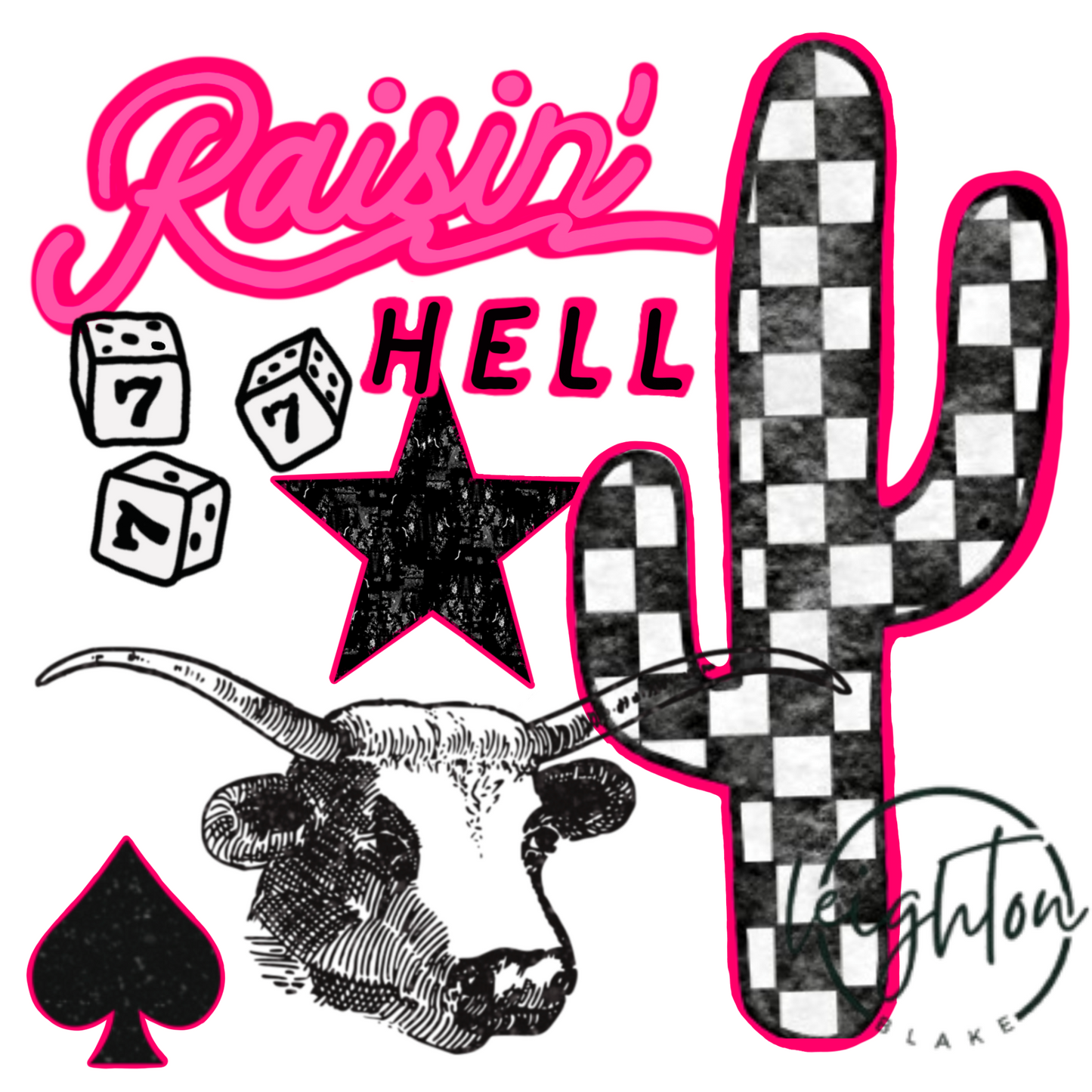 Hot Pink Western Collage PNG