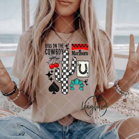 Western Dibs on Cowboy Collage Tee